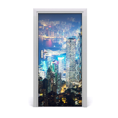 Selbstklebendes wandbild an der wand Hong kong in der nacht