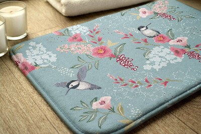 Teppich badezimmer Blumen Vögel