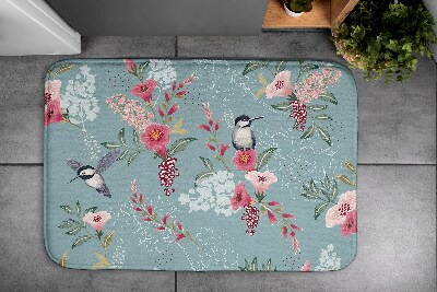 Teppich badezimmer Blumen Vögel