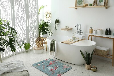 Teppich badezimmer Blumen Vögel