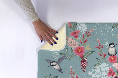 Teppich badezimmer Blumen Vögel