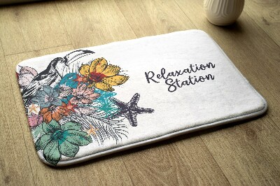 Badematte Vögel Blumen
