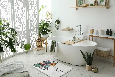 Badematte Vögel Blumen