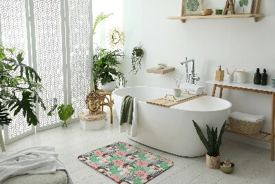 Badezimmer teppich Vögel papage Blumen