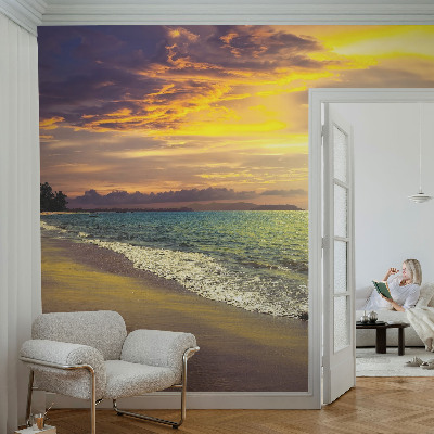 Vlies-Fototapete mit Motiv eines Strandes bei Sonnenuntergang