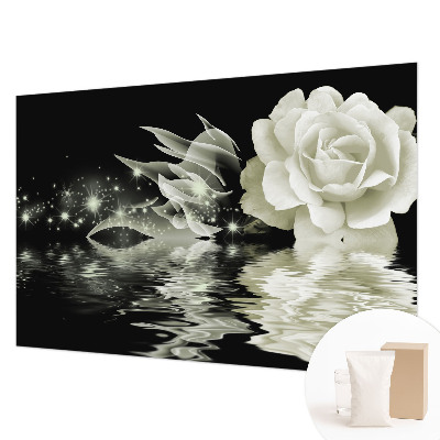 Fototapete fürs Wohnzimmer mit einer leuchtenden Rose als Motiv