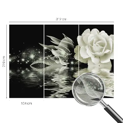 Fototapete fürs Wohnzimmer mit einer leuchtenden Rose als Motiv