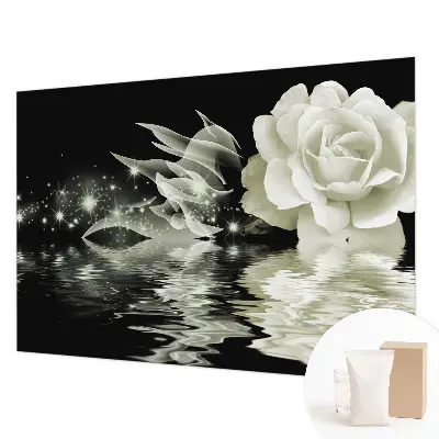 Fototapete fürs Wohnzimmer mit einer leuchtenden Rose als Motiv