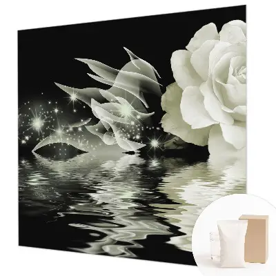 Fototapete fürs Wohnzimmer mit einer leuchtenden Rose als Motiv