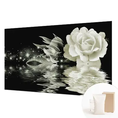 Fototapete fürs Wohnzimmer mit einer leuchtenden Rose als Motiv