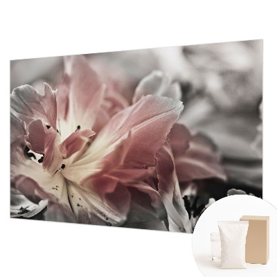 Fototapete fürs Schlafzimmer mit pastellfarbenem Blumenmotiv