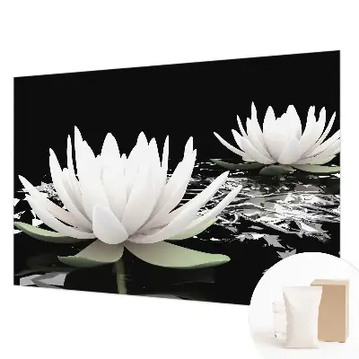 Vlies-Fototapete fürs Schlafzimmer mit Motiv aus Wasserblumen