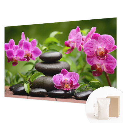 Fototapete mit Orchideenmotiv auf steiniger Optik