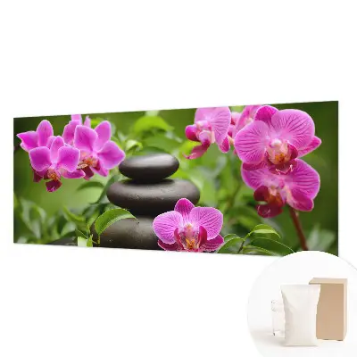 Fototapete mit Orchideenmotiv auf steiniger Optik