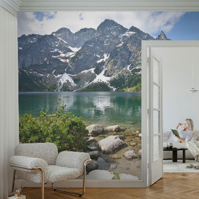 Fototapete fürs Wohnzimmer mit Motiv eines Bergsees