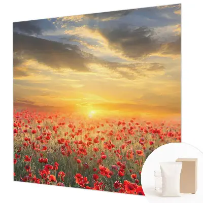 Vlies-Fototapete fürs Schlafzimmer mit Mohnfeld-Motiv