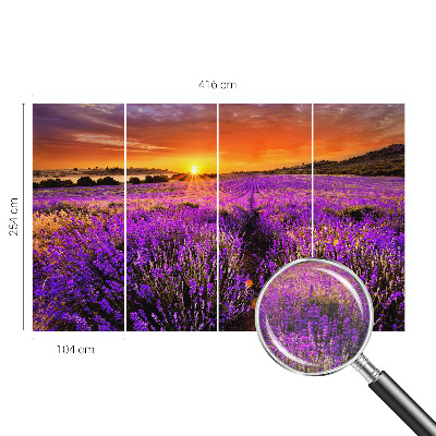 Vlies-Fototapete fürs Wohnzimmer mit Motiv eines Lavendel-Sonnenuntergangs