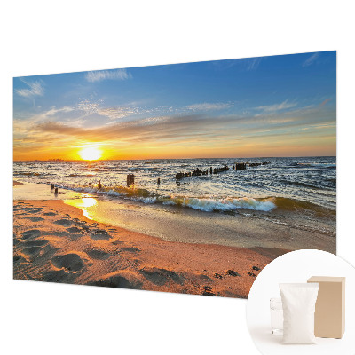 Dekorative Wand-Fototapete mit Motiv eines Sonnenuntergangs am Strand