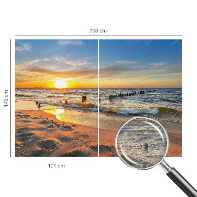 Dekorative Wand-Fototapete mit Motiv eines Sonnenuntergangs am Strand