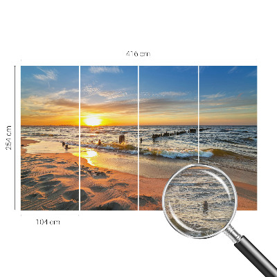 Dekorative Wand-Fototapete mit Motiv eines Sonnenuntergangs am Strand