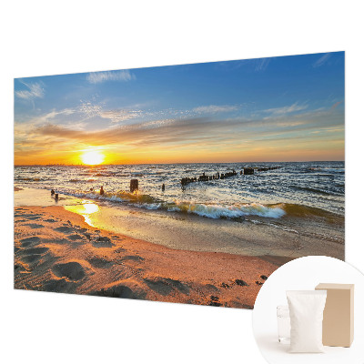 Dekorative Wand-Fototapete mit Motiv eines Sonnenuntergangs am Strand