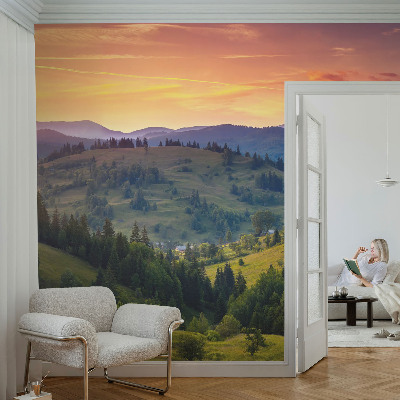 Vlies-Fototapete fürs Wohnzimmer mit einem Motiv einer Berglandschaft