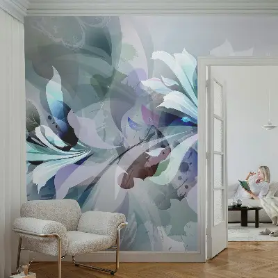 Vlies-Fototapete fürs Wohnzimmer mit floral-abstraktem Motiv
