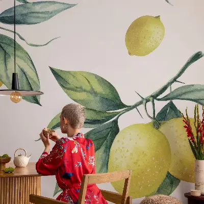 Vliestapete fürs Schlafzimmer mit Zitronenmotiv