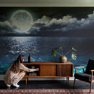 Vliestapete fürs Wohnzimmer mit Motiv „Nachtmeer“