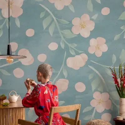Vliestapete fürs Schlafzimmer mit floralem Muster