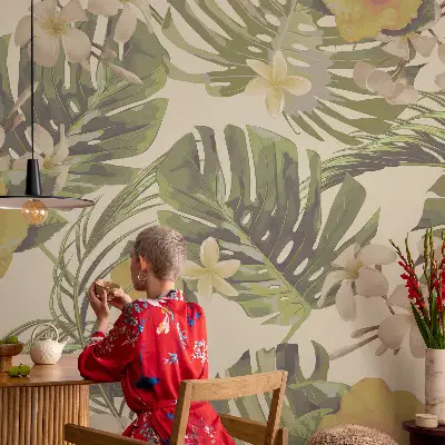 Fototapete fürs Schlafzimmer mit Motiv exotischer Flora