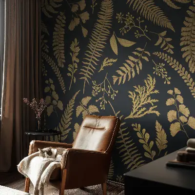 Motivtape­te aus Vlies mit botanischem Blättermotiv