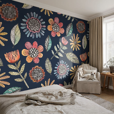 Vlies-Fototapete fürs Wohnzimmer Blumenmosaik