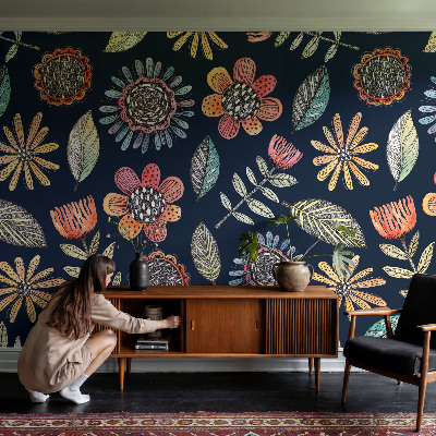 Vlies-Fototapete fürs Wohnzimmer Blumenmosaik