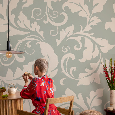 Vlies-Fototapete fürs Schlafzimmer mit dekorativem Blättermotiv