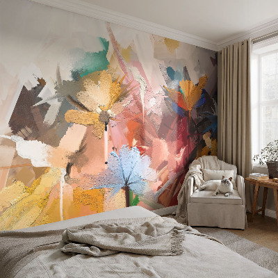 Fototapete fürs Wohnzimmer mit floral-abstraktem Motiv