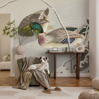Vlies-Fototapete fürs Wohnzimmer mit ruhigen Enten als Motiv
