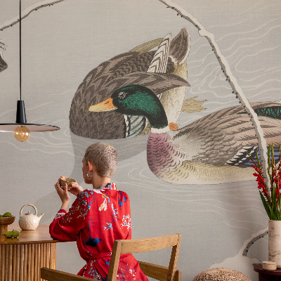 Vlies-Fototapete fürs Wohnzimmer mit ruhigen Enten als Motiv