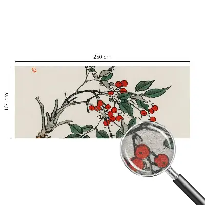Moderne Vlies-Fototapete mit einem Zweig voller Beeren