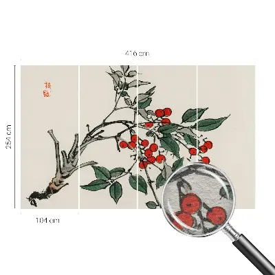 Moderne Vlies-Fototapete mit einem Zweig voller Beeren