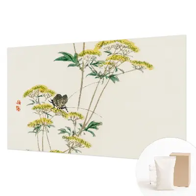 Dekorative Wand-Fototapete mit Blumenmotiv in natürlicher Optik