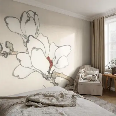 Fototapete mit zarten Magnolienmotiven