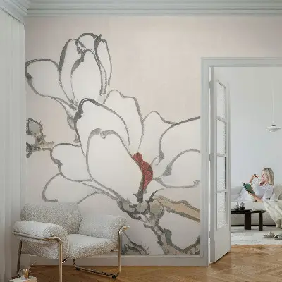 Fototapete mit zarten Magnolienmotiven