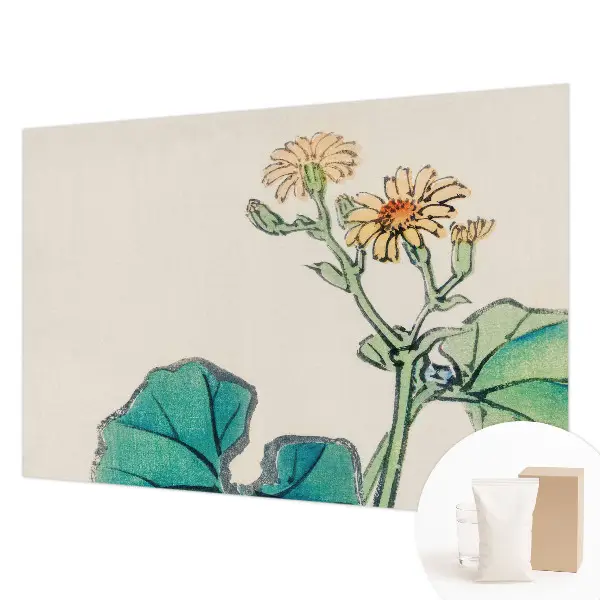 Wandtapete mit Blumendekor aus Blüten und Blättern