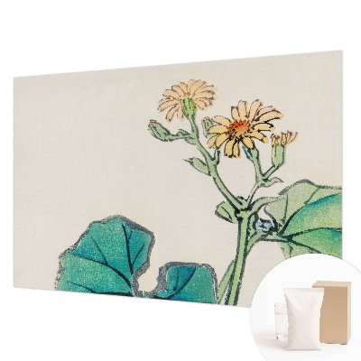 Wandtapete mit Blumendekor aus Blüten und Blättern