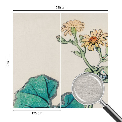 Wandtapete Blüte und Blätter