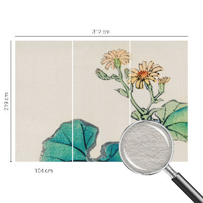 Wandtapete Blüte und Blätter