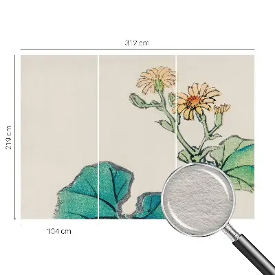 Wandtapete mit Blumendekor aus Blüten und Blättern