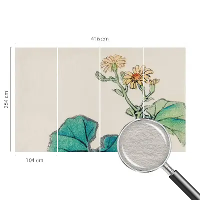 Wandtapete mit Blumendekor aus Blüten und Blättern