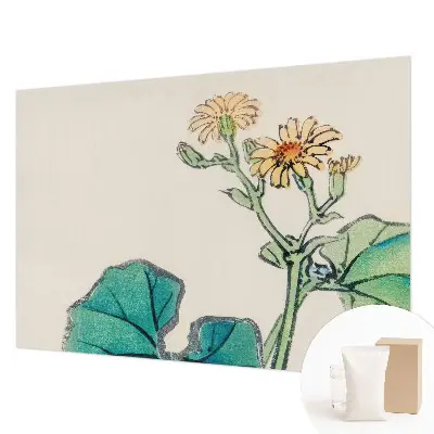 Wandtapete mit Blumendekor aus Blüten und Blättern